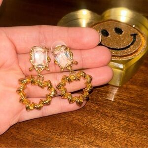 Gold Twisted Heart Earrings